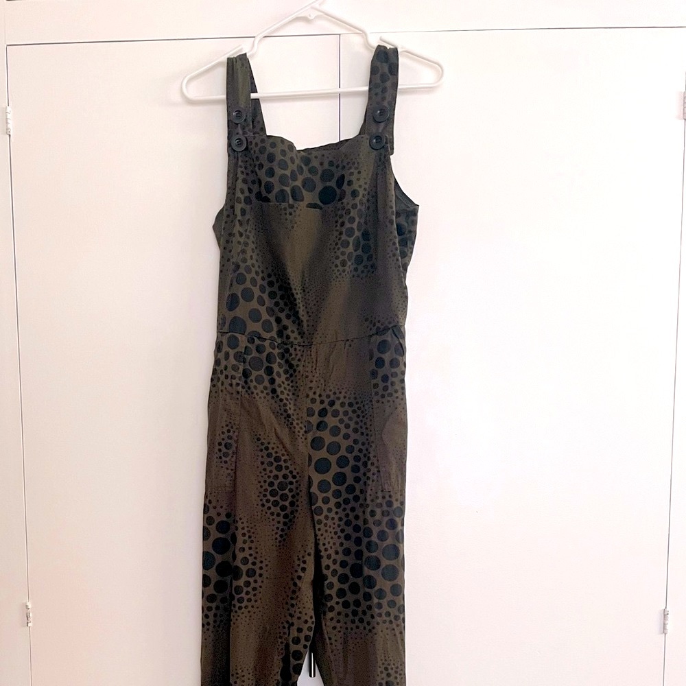 Nooworks Overalls Vintage Psych Green and Black Dots Size Large
